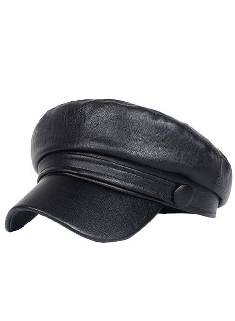 Women Fashion Newsboy Cap，PU Leather Bakerboy Flat Visor Beret,Autumn Spring Winter Cabbie Hat