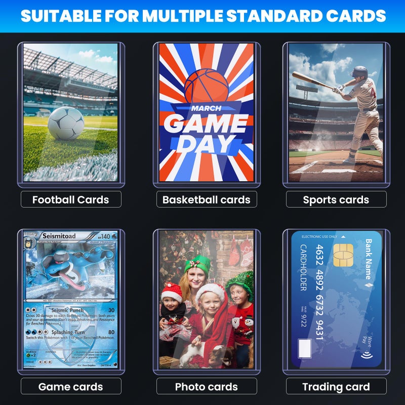 ZENOWICK 200 Card Sleeves Top Loaders for Cards, 3" x 4" Hard Plastic Toploaders, Baseball Card Protectors, Trading Card Holder for Football Sports Cards (100 Toploaders + 100 Penny Sleeves) - Image 4