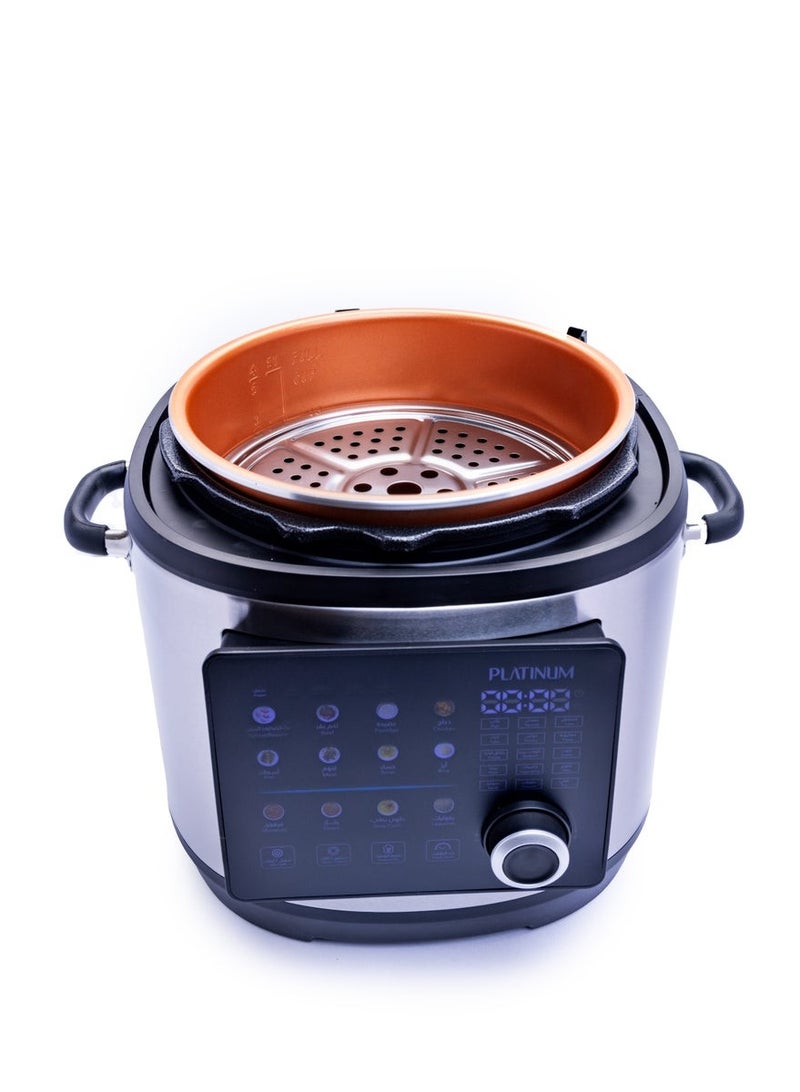 بلاتينيوم EPC 6170 قدر ضغط كهربائي 6 لتر، شاشة لمس ملونة،220–240 فولت / 50–60 هرتز، 24 برنامج طهي، 1000 واط - أسود - Image 3