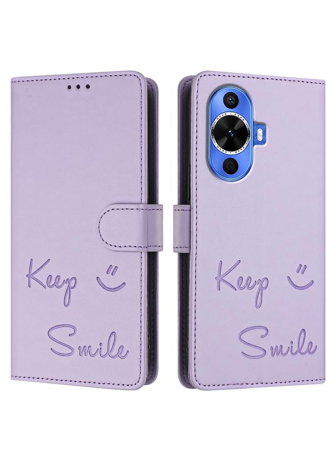 S-TOP Case For Huawei nova 12s 4G Global Smile Embossing RFID Leather Phone Case - Image 3