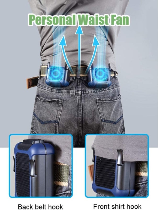 Generic Necklace Fan, KASTWAVE Personal Belt Fan Clip On Waist Portable Cooling Fan & USB Necklace Fan Adjustable Fan Suitable for Travel Outdoor Working Jobsite 7000RMP Strong Airflow/ 3 Speeds  - Image 2