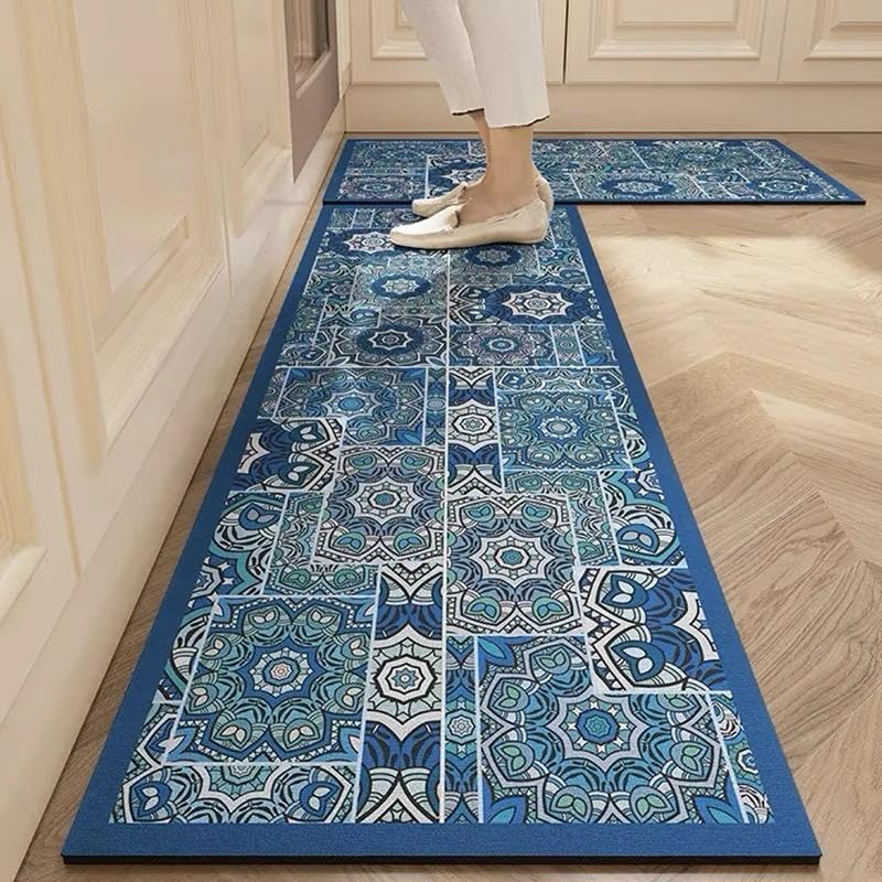 G POWERED 2 Pcs Kitchen Mats Waterproof Memory Foam Kitchen Rugs Standing Desk Mat Floor Mats Comfort Runner Rug Carpets for Kitchen Floor Sink 120 40 cm 40 60 cm Retro - Image 1