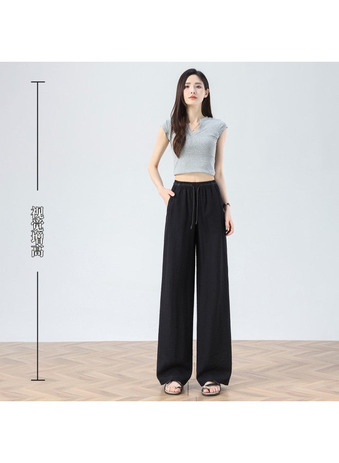 Hstyle Linen Color-blocked Wide-leg Pants Women's 2025 Summer Versatile Slimming High-waist Lightweight Breathable Loose Casual Trousers - Image 5