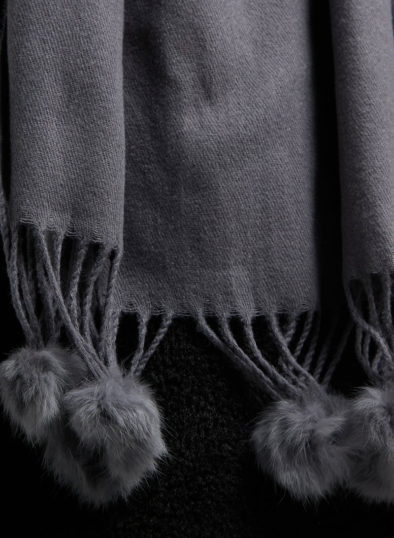ELLA Pompom Detail Long Winter Scarf  - Image 5