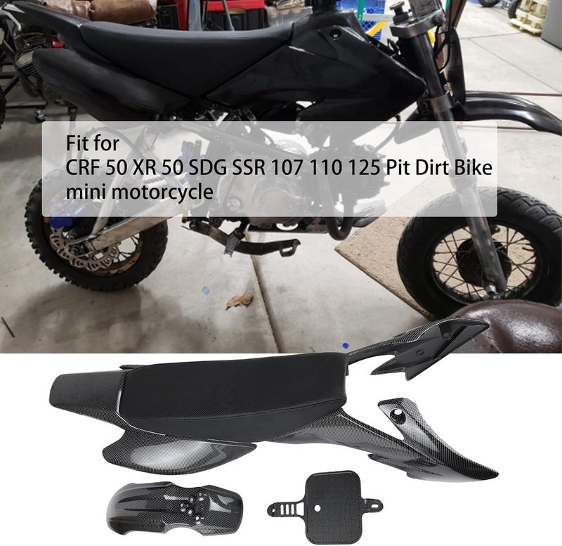 Relibupdater طقم بلاستيك ألياف الكربون Relibupdater CRF50 مع مقعد فوم مرتفع وطقم براغي تثبيت لدرجات CRF 50 XR 50 SDG SSR 107 110 125 للدراجات الترابية - Image 2