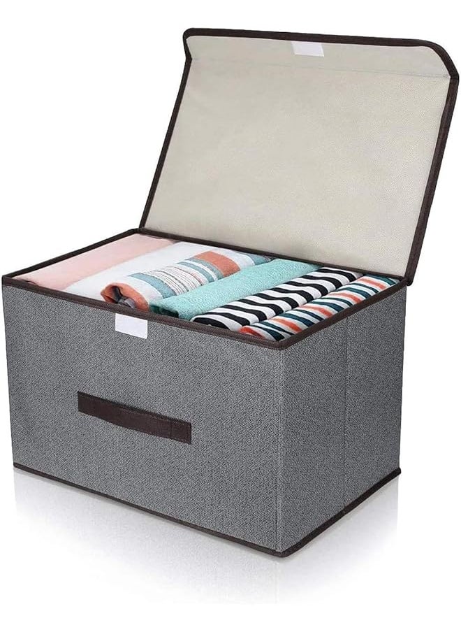 Zaboon Non-Woven Storage Box Toy Storage Box Foldable Cloth Storage Box Collapsible Storage Box With Lids Multi-Purpose Clothing Debris Portable Dust-Proof Storage Box (Grey-1 Pack)  - Image 1