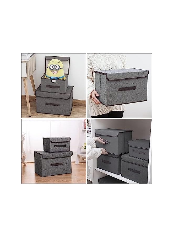 Zaboon Non-Woven Storage Box Toy Storage Box Foldable Cloth Storage Box Collapsible Storage Box With Lids Multi-Purpose Clothing Debris Portable Dust-Proof Storage Box (Grey-1 Pack)  - Image 3