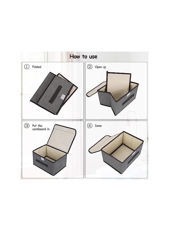 Zaboon Non-Woven Storage Box Toy Storage Box Foldable Cloth Storage Box Collapsible Storage Box With Lids Multi-Purpose Clothing Debris Portable Dust-Proof Storage Box (Grey-1 Pack)  - Image 2