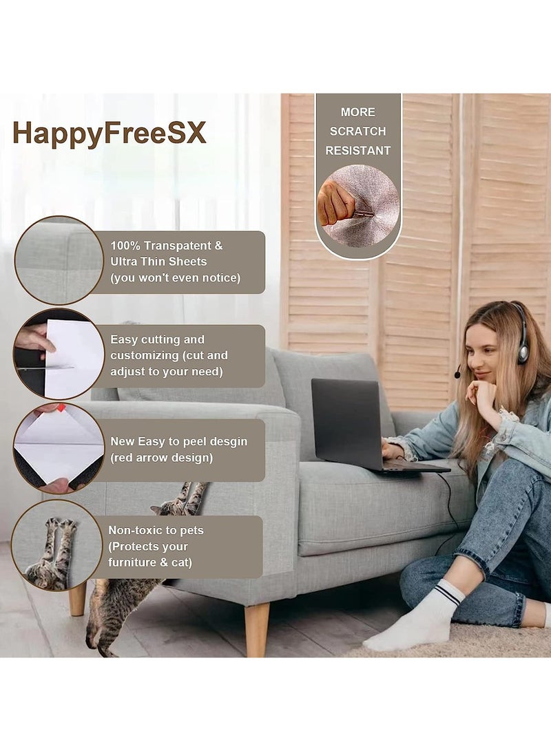 general Cat Scratch Resistant Furniture Protector, 12 Cat Scratch Deterrent Tapes, Cat Sofa Protector, Double Sided Sofa Scratch Resistant Tape, Sticky Claw Training Pet Safe - Image 2