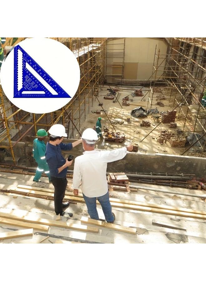 Blue 7 Inch Aluminum Speed Square Precision Woodworking Tool With Fractional Measuring Angles - Image 5