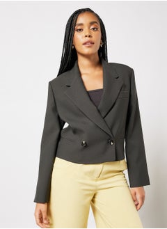 Cropped Blazer With Buttons