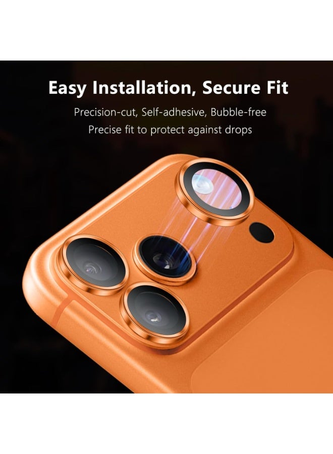 ليتو واقي عدسة الكاميرا من الزجاج المقوى من LITO S+ لهاتف iPhone 17 Pro بشاشة 6.3 بوصة وiPhone 17 Pro Max بشاشة 6.9 بوصة - برتقالي - Image 4