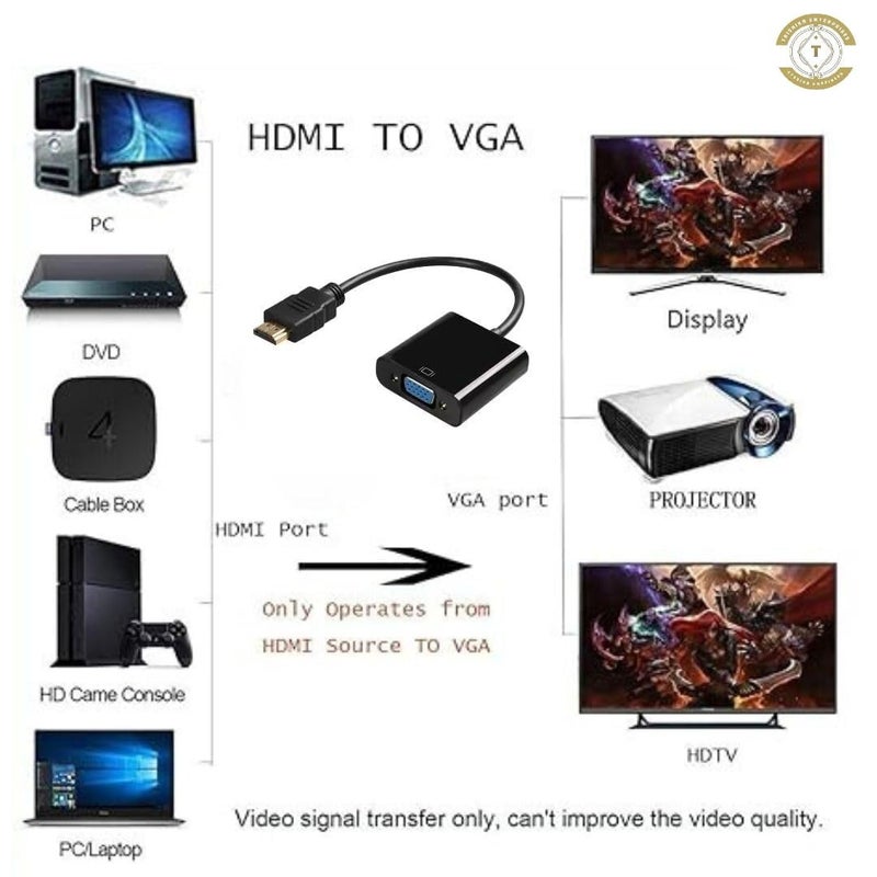 HDMI to VGA Adapter with Full HD 1080p HDTV Desktop, Laptop, PC, Monitor, Projector, HDTV (HIGH QULITY HDMI to VGA) - Image 4