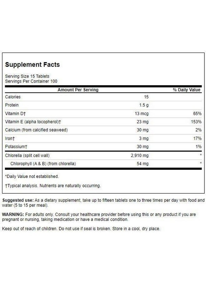 Swanson Chlorella 194 mg 1500 Tabs - Image 2