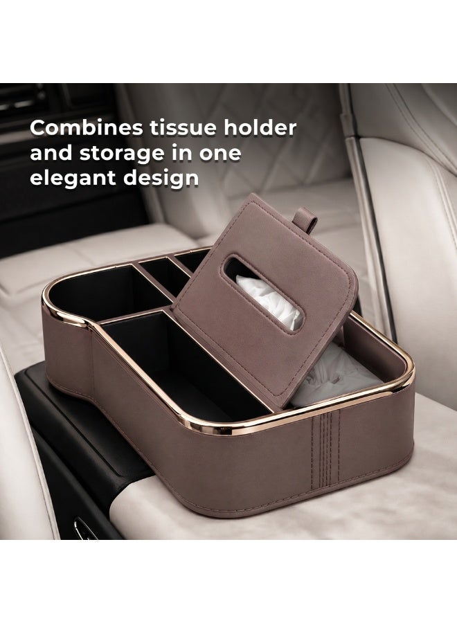 Manful Car Armrest Box Storage Booster Pad – Multifunctional Console Organizer with Cup Holder, Tissue Box & Phone Slot | Height Increase | Extra Storage | Universal Fit - Image 4