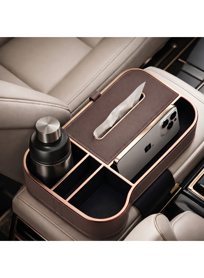 Manful Car Armrest Box Storage Booster Pad – Multifunctional Console Organizer with Cup Holder, Tissue Box & Phone Slot | Height Increase | Extra Storage | Universal Fit - Image 5