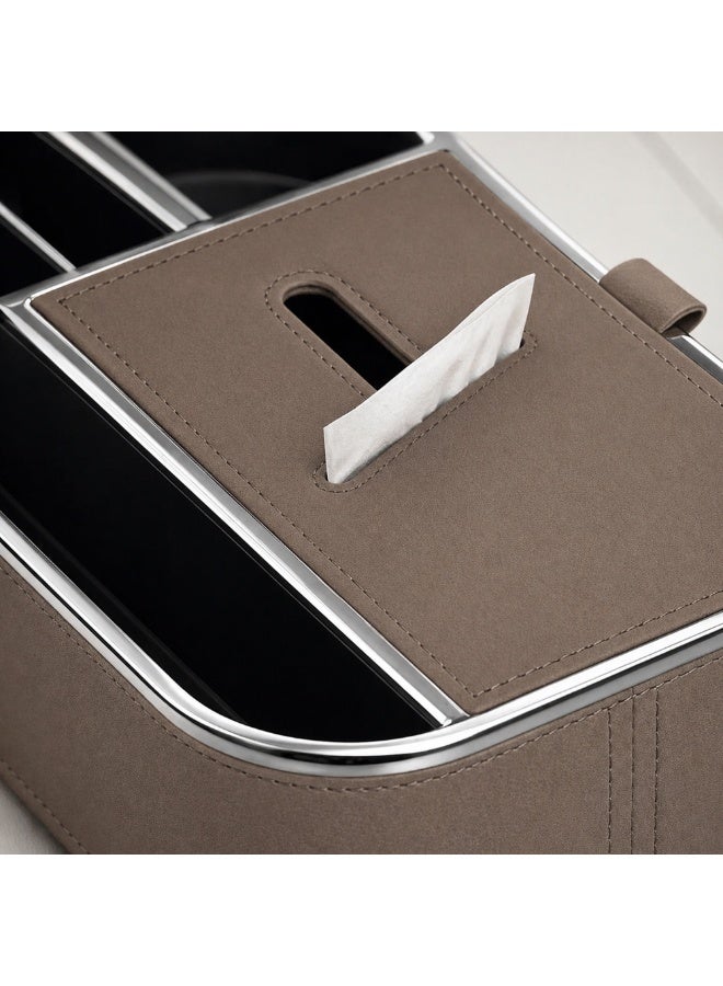 Manful Car Armrest Box Storage Booster Pad – Multifunctional Console Organizer with Cup Holder, Tissue Box & Phone Slot | Height Increase | Extra Storage | Universal Fit - Image 2