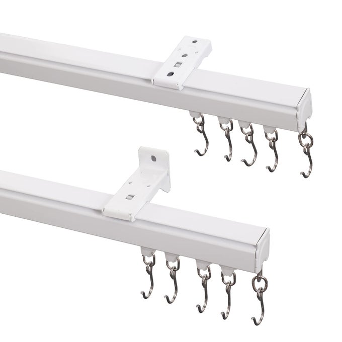 ALUMINUM CEILING CURTAIN TRACK SET WITH HOOKS 9FT 12FT ADJUSTABLE LENGTH CEILINGWALL MOUNT CURTAIN RAIL SYSTEM FOR GROMMETPLEATED DRAPE RV CEILING TRACK WHITE