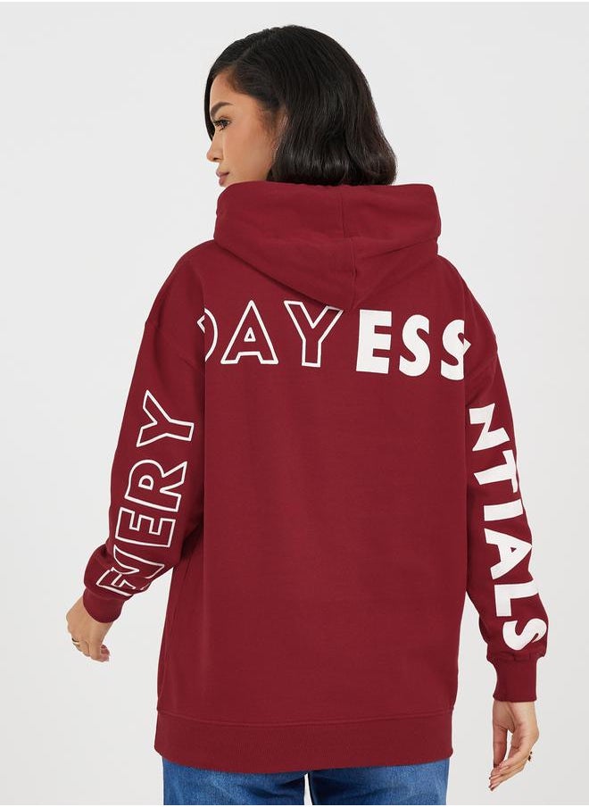 Styli - Oversized Longline Dropped Shoulder Hoodie with Back Print - Image 1