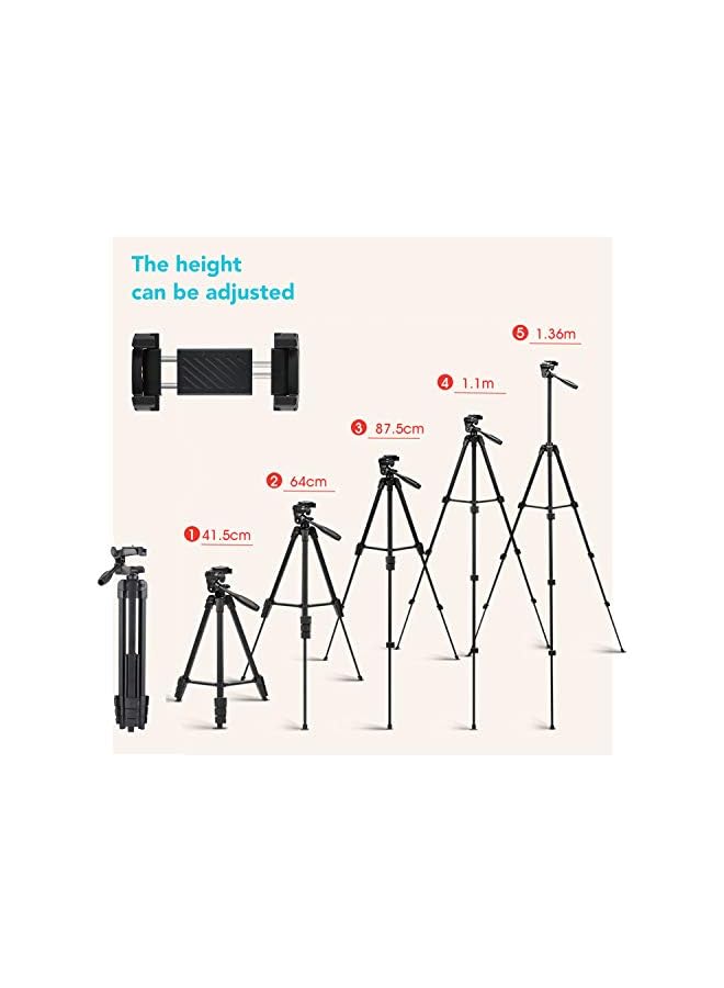 Zaboon Flexible, Eocean 136Cm Extendable Mobile Tripod Stand With Wireless Remote And Clip,Universal Aluminum Alloy Tripod For Video Selfie, Recording,Travel Camera Tripod Lightweight - Image 2