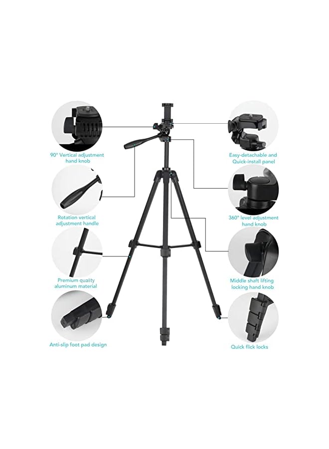 Zaboon Flexible, Eocean 136Cm Extendable Mobile Tripod Stand With Wireless Remote And Clip,Universal Aluminum Alloy Tripod For Video Selfie, Recording,Travel Camera Tripod Lightweight - Image 3