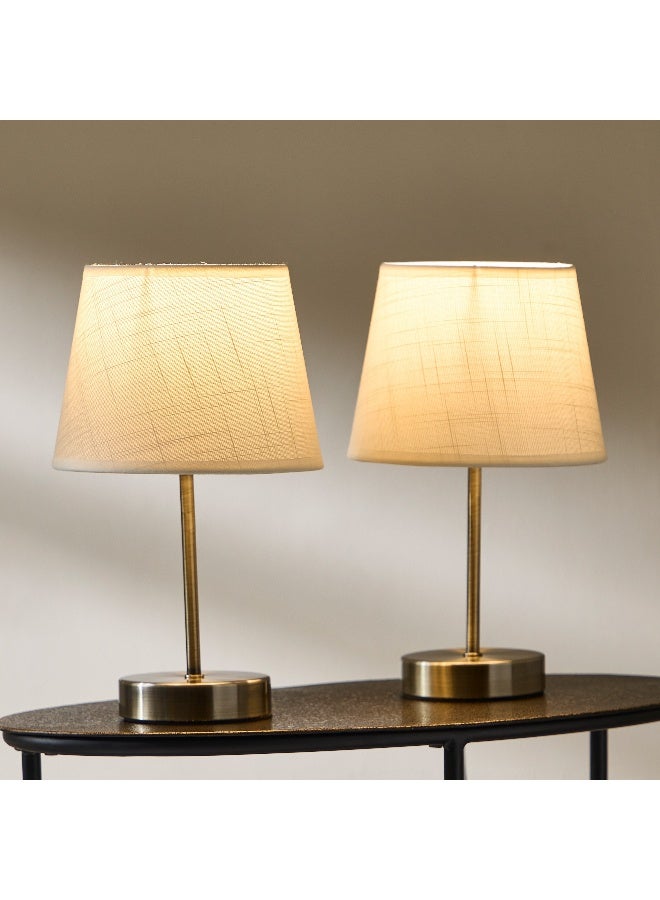 Home Box طقم مصابيح طاولة معدنية من إيمزي مكون من قطعتين مع ظل من الكتان - 30 سم - Image 2