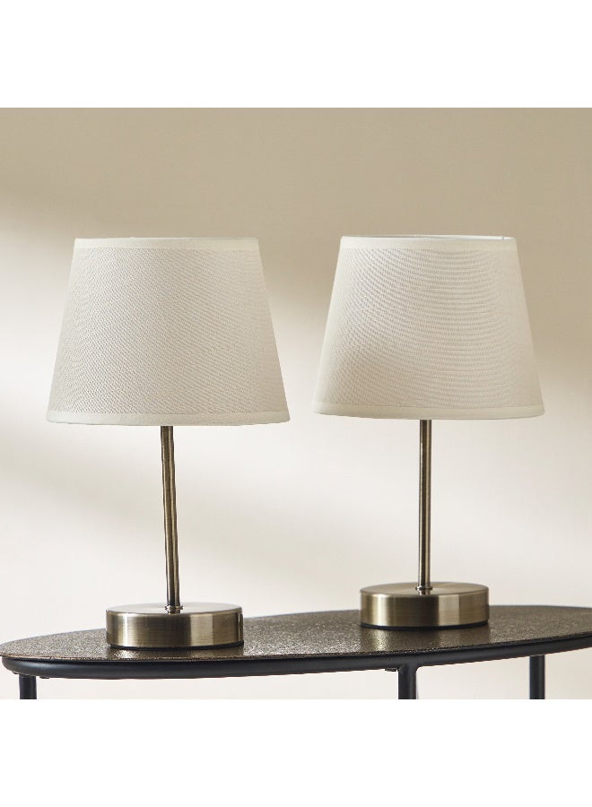 Home Box طقم مصابيح طاولة معدنية من إيمزي مكون من قطعتين مع ظل من الكتان - 30 سم - Image 1