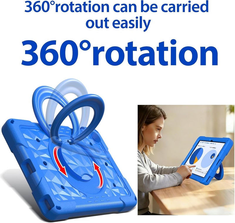 for Samsung Galaxy Tab A11+ Plus 11 inch 2025 Case for Kids,Teens with Strap Handle and Rotating Stand Lightweight Shockproof Kids Friendly Cover with Kickstand & Shoulder Strap(Blue 2) - Image 2