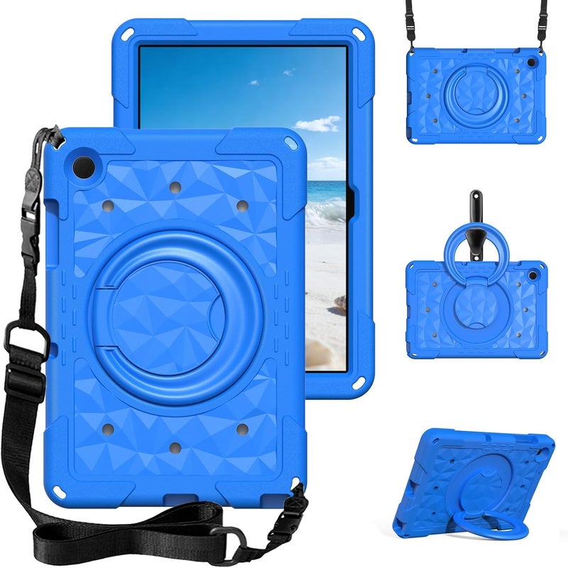 for Samsung Galaxy Tab A11+ Plus 11 inch 2025 Case for Kids,Teens with Strap Handle and Rotating Stand Lightweight Shockproof Kids Friendly Cover with Kickstand & Shoulder Strap(Blue 2) - Image 1