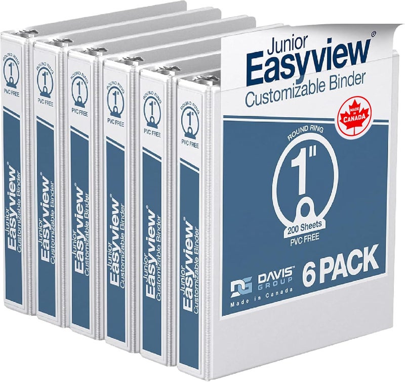 Davis Group Easyview Junior Mini Binder, 1-Inch 3-Ring Binder, Premium Small Clear-View, 8.5"x5.5", White - Image 1