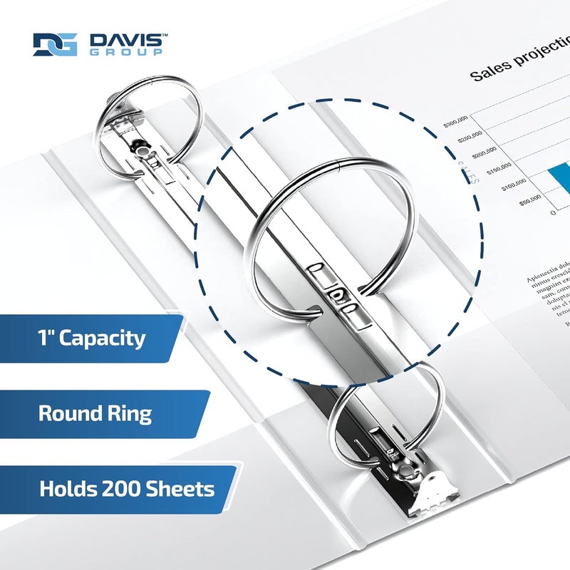 Davis Group Easyview Junior Mini Binder, 1-Inch 3-Ring Binder, Premium Small Clear-View, 8.5"x5.5", White - Image 3