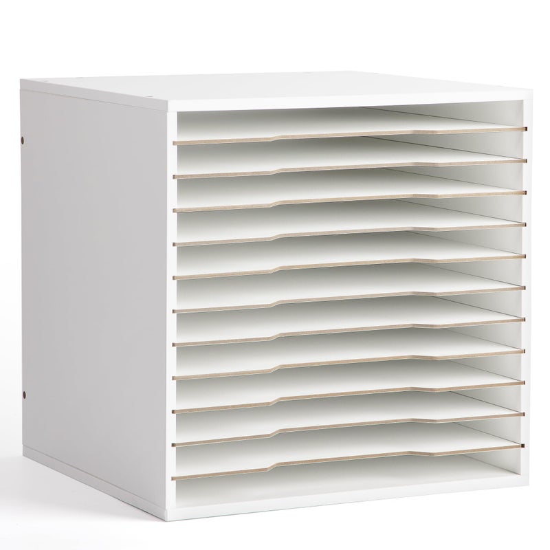 Caydo 12x12 Paper Storage Organizer for 13" Cube Cabinet, 12 Slot Paper Organizer with Adjustable Shelves Shelf Holder for Scrapbooks, Cardstock for Craft Home Desk - Image 1