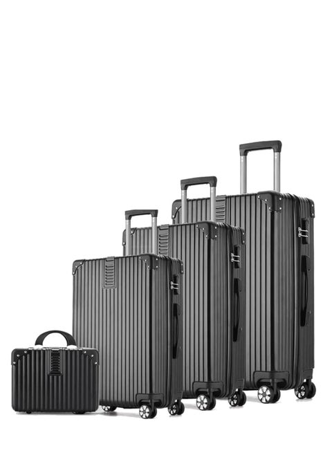 ZUIHAO 4-piece Set Hardside Spinner Luggage- 14/20/24/28 inch ABS+PC Suitcase Sets with TSA Lock Lightweight Durable Travel Luggage Sets for Family Black