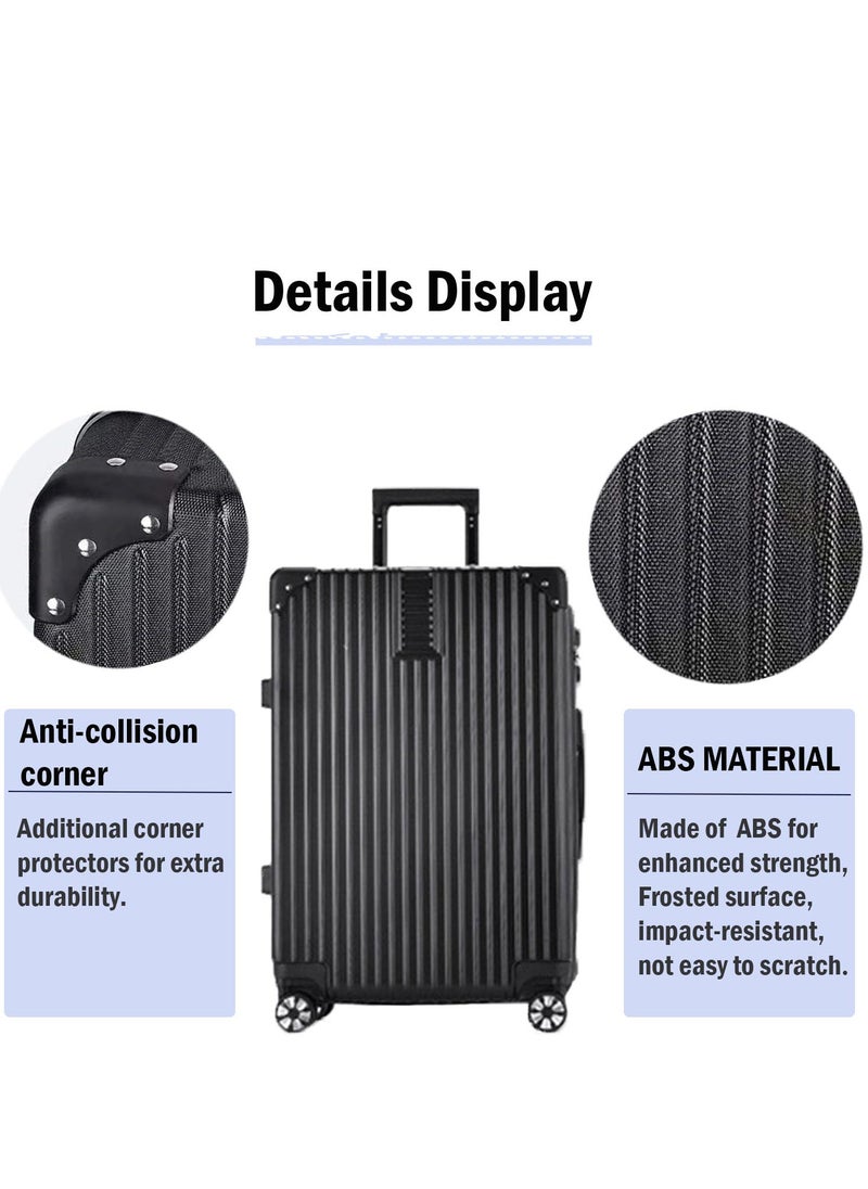 ZUIHAO 4-piece Set Hardside Spinner Luggage- 14/20/24/28 inch ABS+PC Suitcase Sets with TSA Lock Lightweight Durable Travel Luggage Sets for Family Black