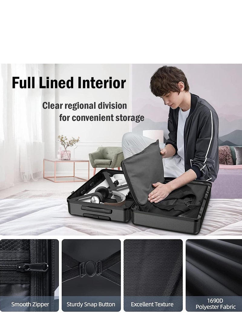 ZUIHAO 4-piece Set Hardside Spinner Luggage- 14/20/24/28 inch ABS+PC Suitcase Sets with TSA Lock Lightweight Durable Travel Luggage Sets for Family Black