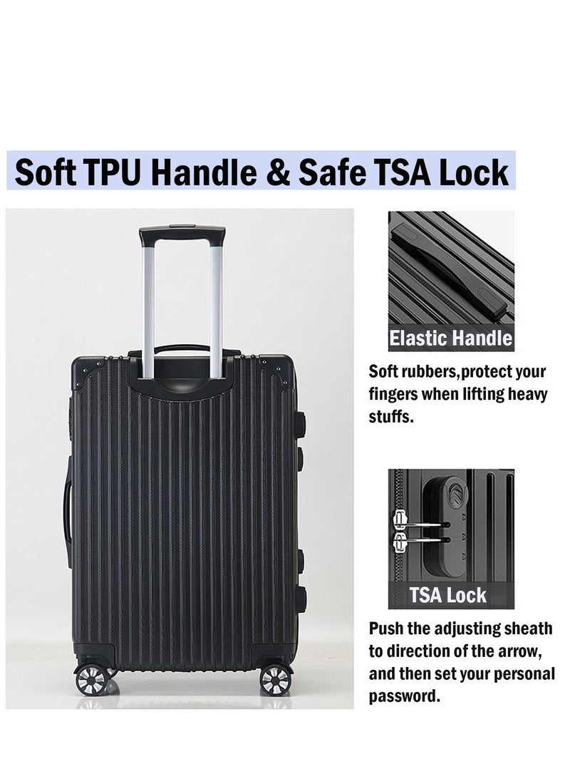 ZUIHAO 4-piece Set Hardside Spinner Luggage- 14/20/24/28 inch ABS+PC Suitcase Sets with TSA Lock Lightweight Durable Travel Luggage Sets for Family Black