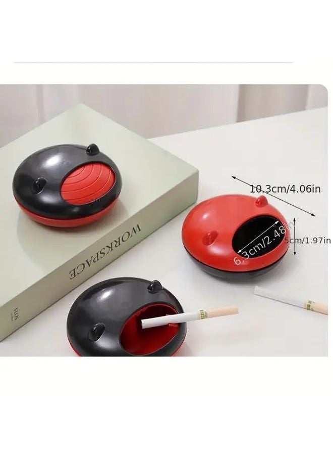 Rotating Ashtray With Lid Anti Wind Spinning Smoke Tray One Touch Operation Heat Resistant Black - Image 4