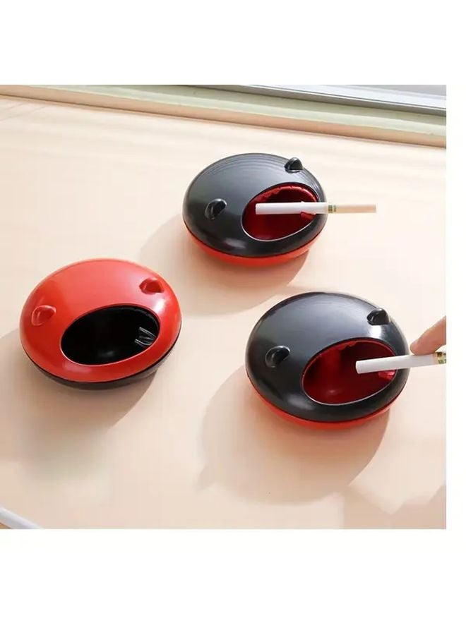 Rotating Ashtray With Lid Anti Wind Spinning Smoke Tray One Touch Operation Heat Resistant Black - Image 2