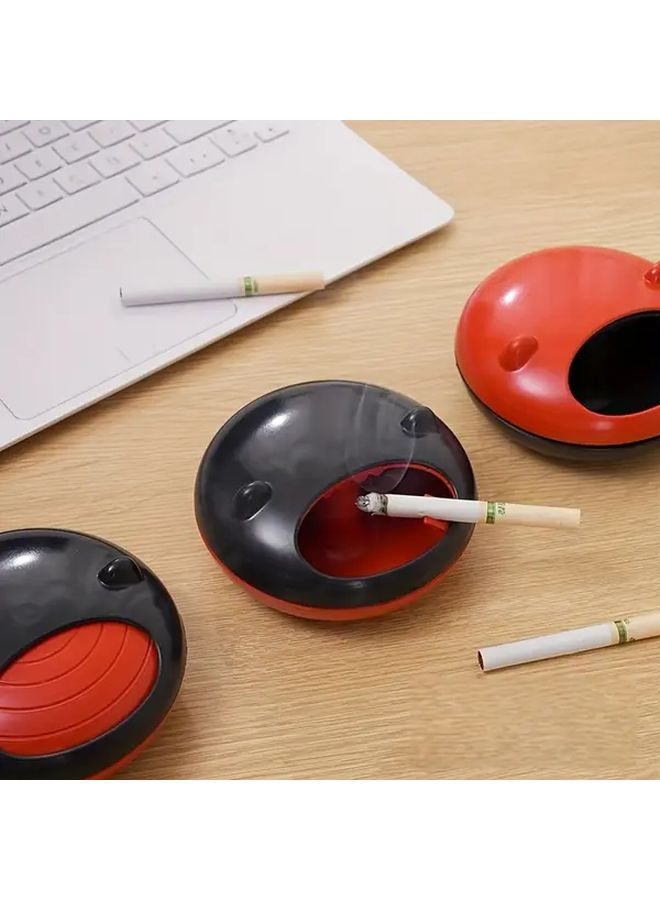 Rotating Ashtray With Lid Anti Wind Spinning Smoke Tray One Touch Operation Heat Resistant Black - Image 5