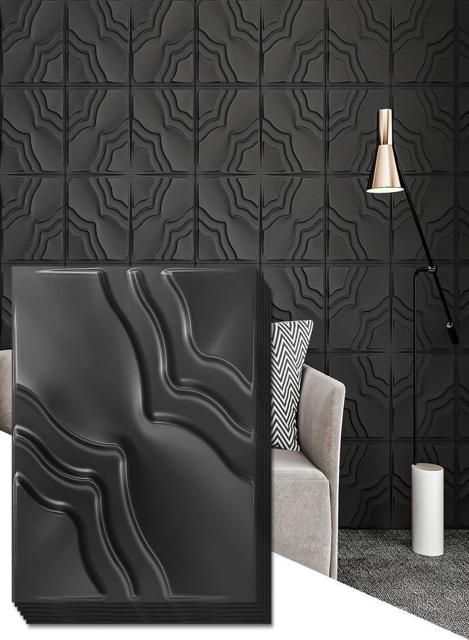 Art3dwallpanels 2 Different Effects 3D Wall Panel, 33 Pack PVC Textured Wall Panels for Interior Wall Décor, 12 x12 Inch Cover 32.Sq.Ft, Black - Image 1
