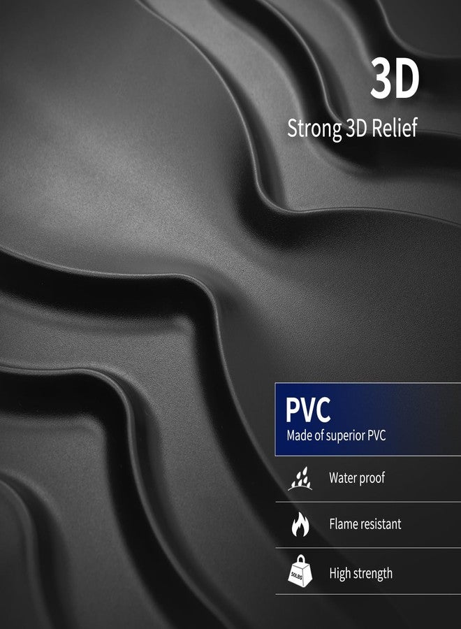Art3dwallpanels 2 Different Effects 3D Wall Panel, 33 Pack PVC Textured Wall Panels for Interior Wall Décor, 12 x12 Inch Cover 32.Sq.Ft, Black - Image 2