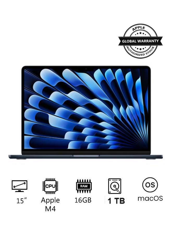 Apple New 2025 MacBook Air MDG94 15-Inch Display, Apple M4 Chip 10-Core CPU 10-Core GPU Processor/16GB RAM/1TB SSD/macOS(International Version) Midnight - Image 1
