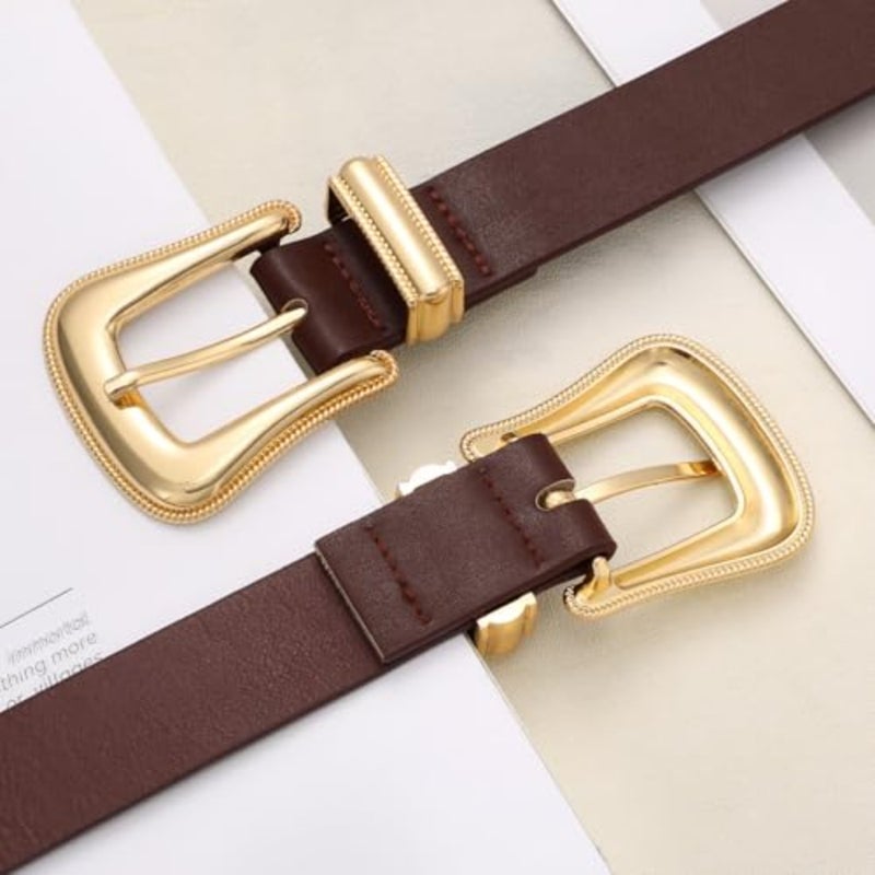 Women's Leather Belt for Jeans Pants Dresses Fashion Ladies Western Leather Belt Silver Buckle - Image 5