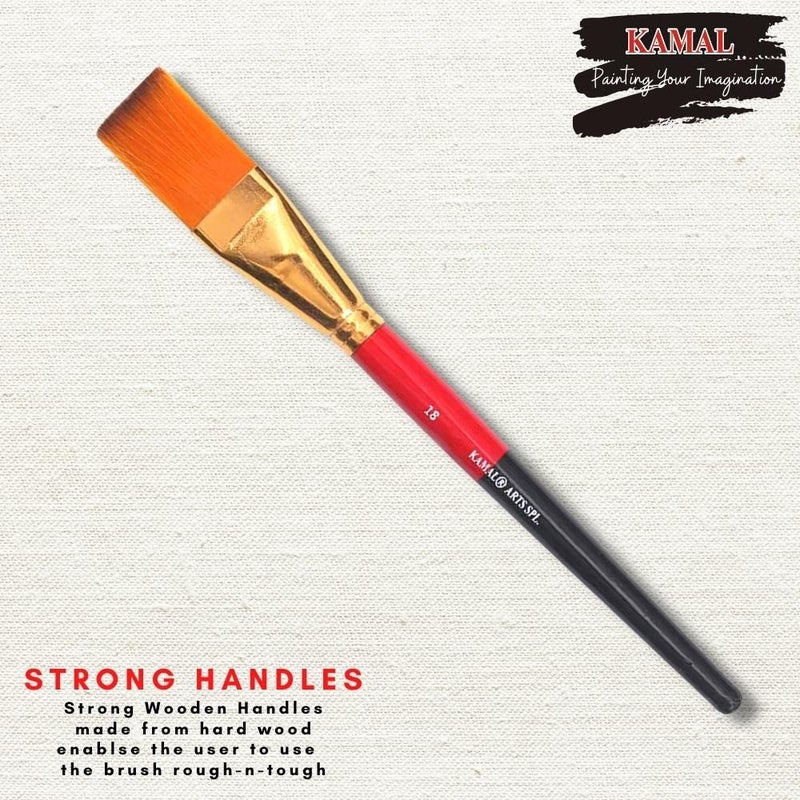 KAMAL® Flat NO. 18 Brush Golden Synthetic - Image 2