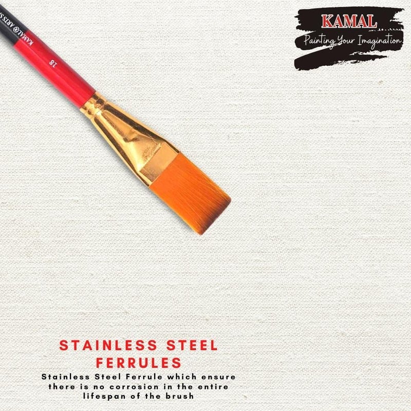 KAMAL® Flat NO. 18 Brush Golden Synthetic - Image 4