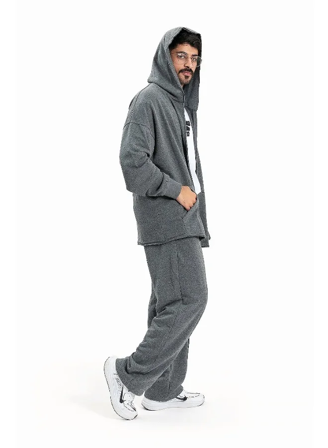 Wecre8 Men Gray Hoodie Jacket and Pants Set