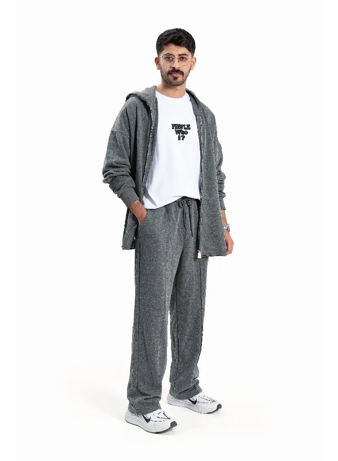 Wecre8 Men Gray Hoodie Jacket and Pants Set