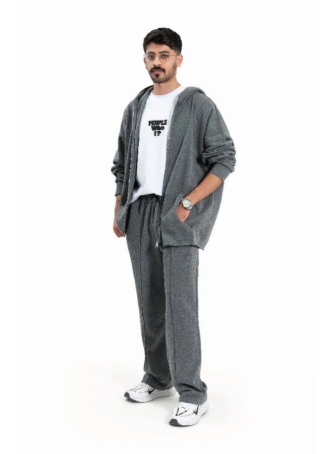 Wecre8 Men Gray Hoodie Jacket and Pants Set