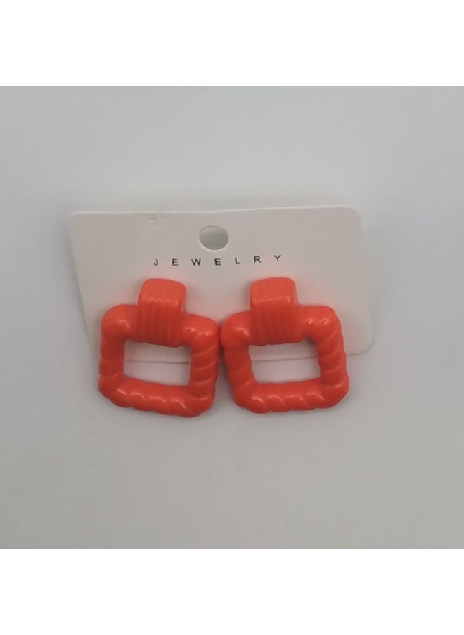 FLUFFY - Square Earring Of Fluffy Women's Accessories-Orange - Image 1