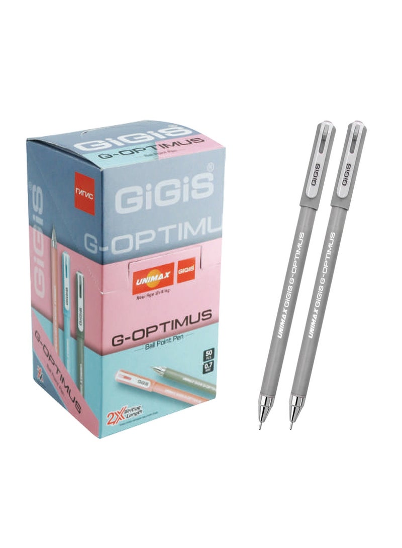 Gigis Unimax G-Optimus Ball Pen 50-Pieces, 0.7 mm, Black, Smooth Writing Ballpoint Pens for School Office Home - Image 1